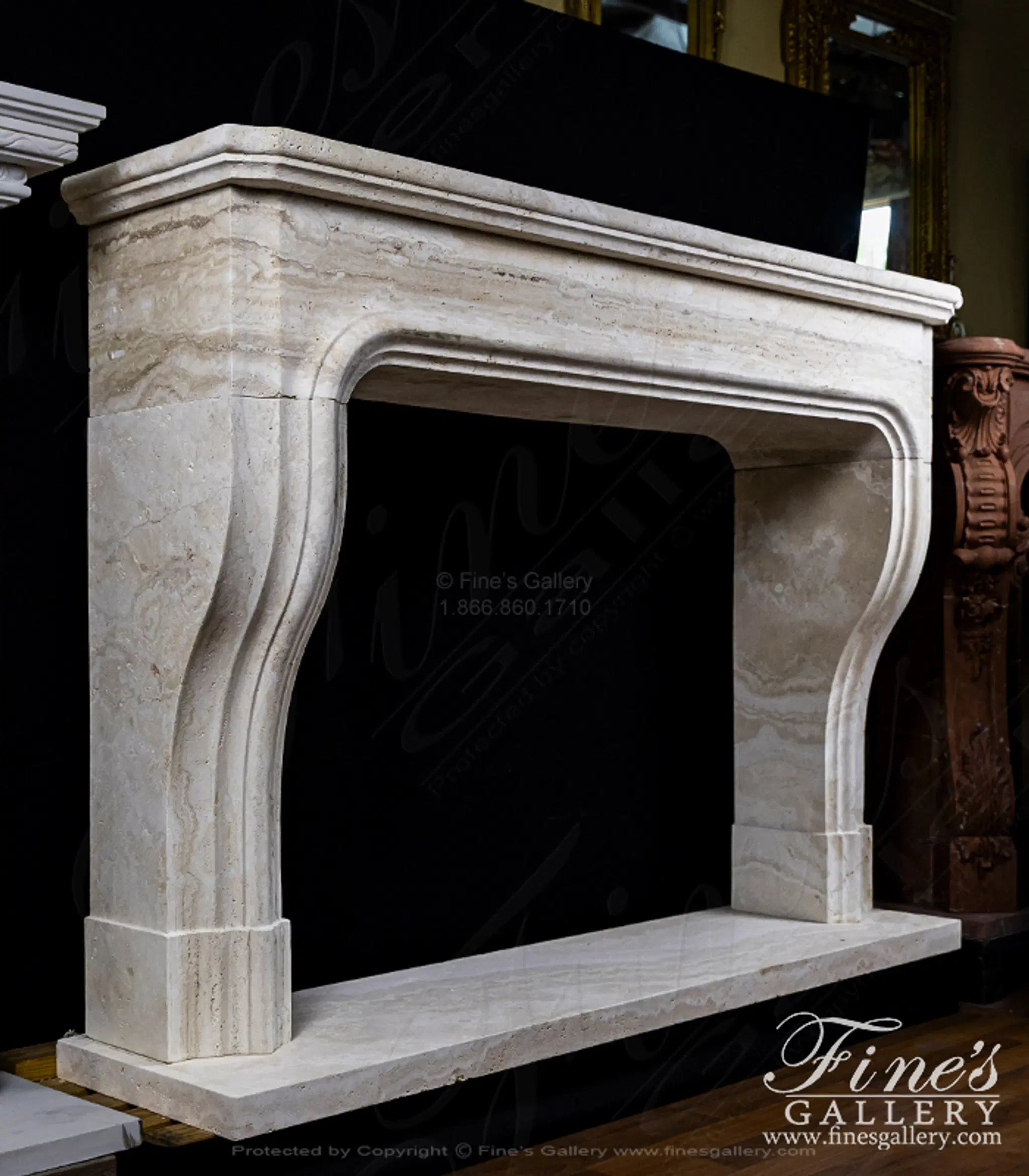 Oversized Classic Style Mantel In Italian Ivory Travertine