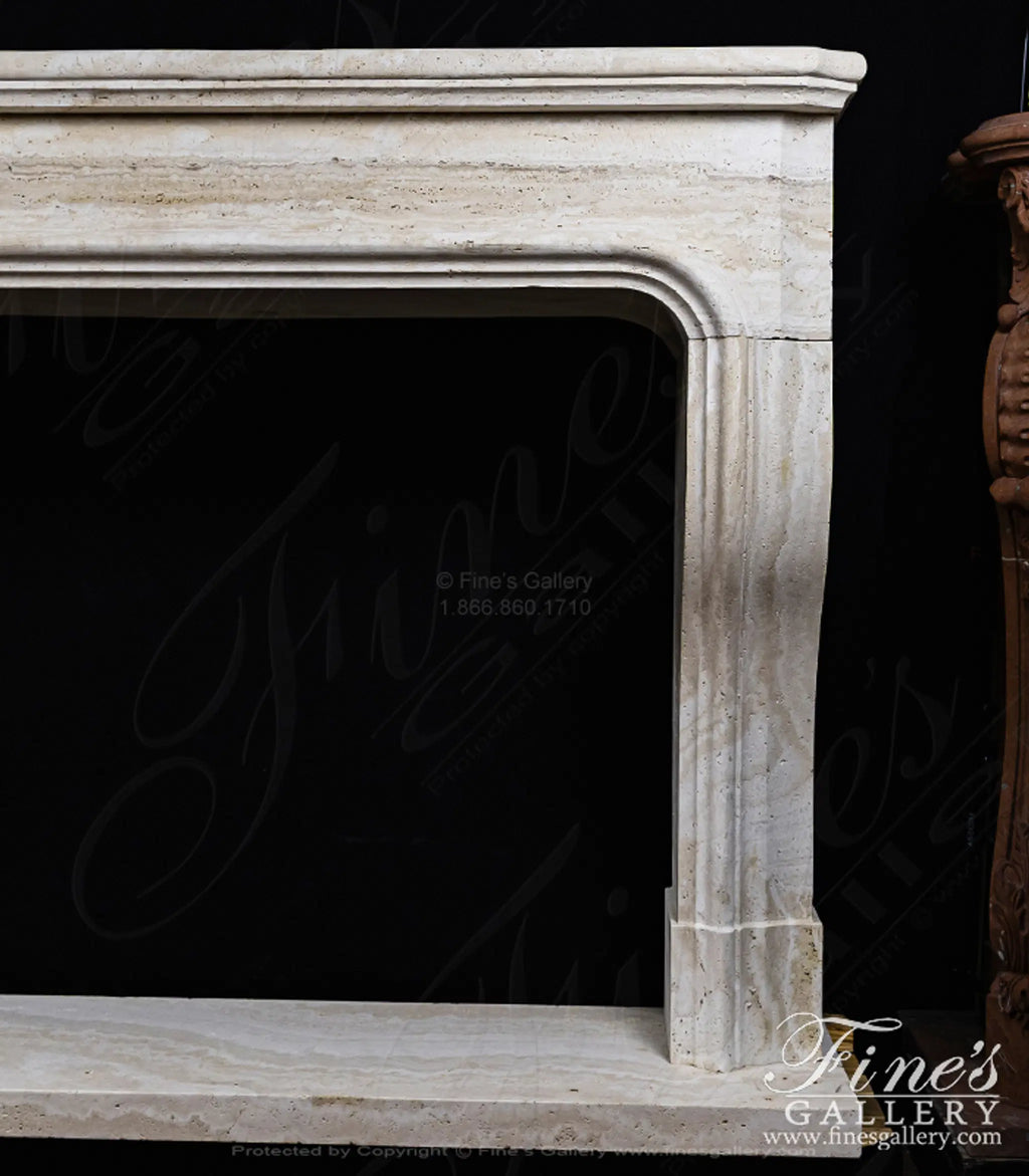 Oversized Classic Style Mantel In Italian Ivory Travertine