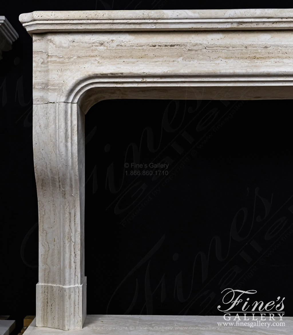 Oversized Classic Style Mantel In Italian Ivory Travertine
