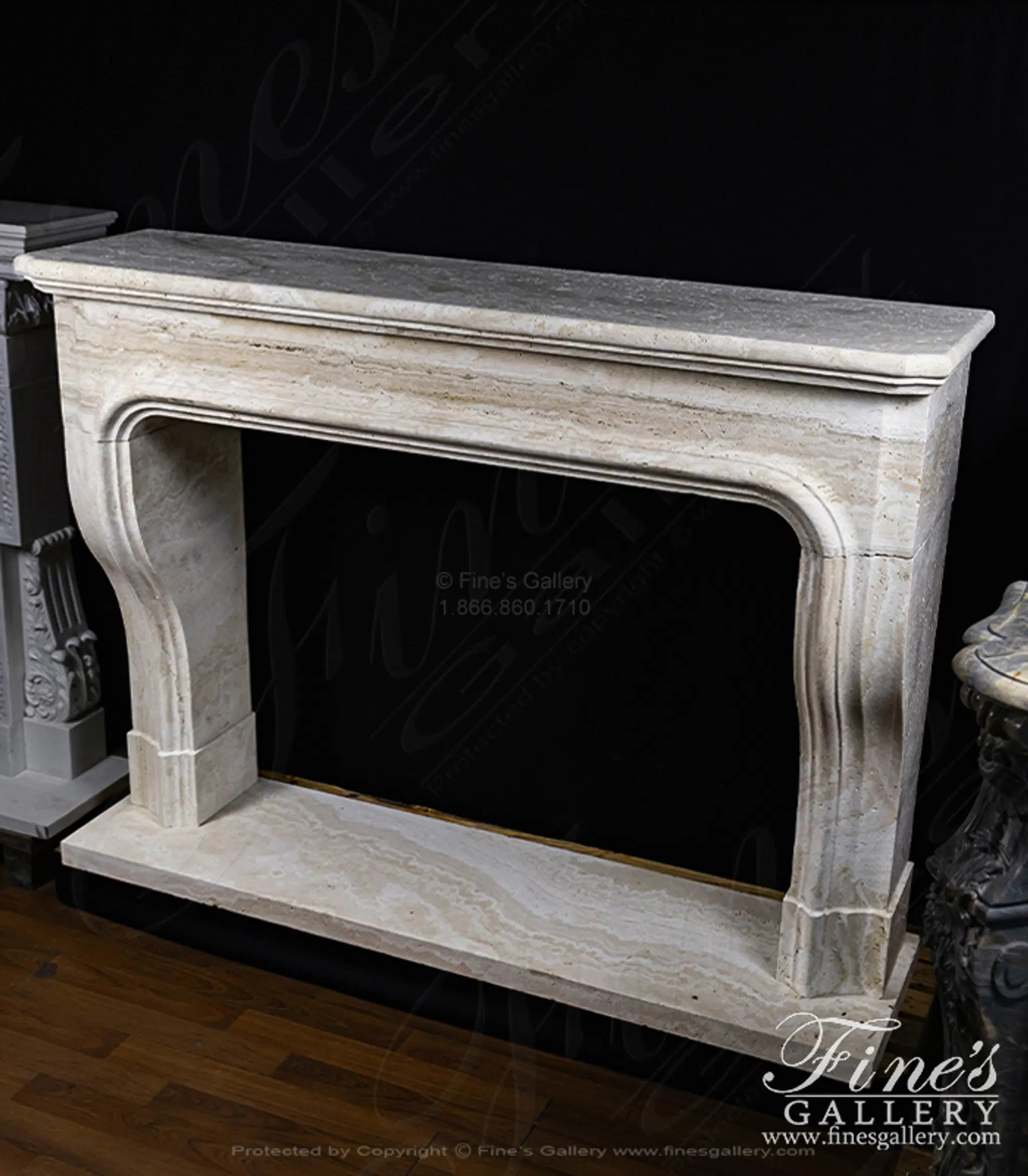 Oversized Classic Style Mantel In Italian Ivory Travertine