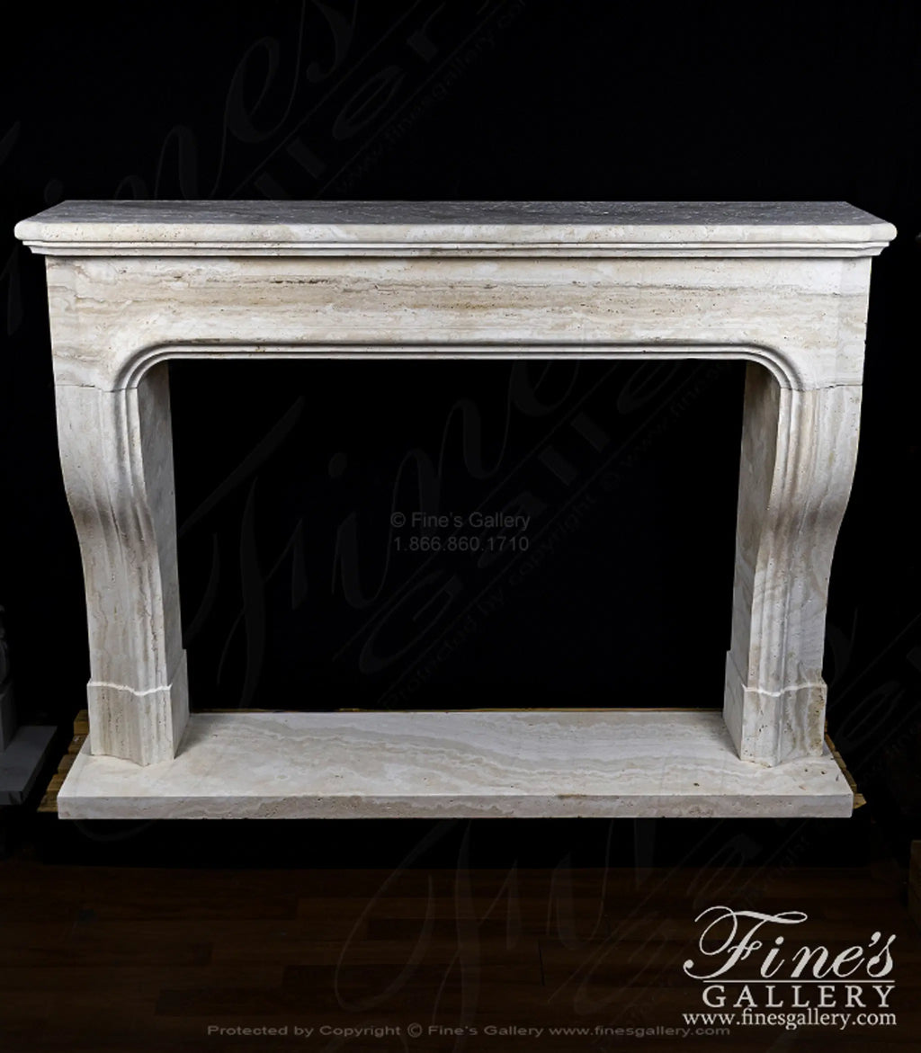 Oversized Classic Style Mantel In Italian Ivory Travertine