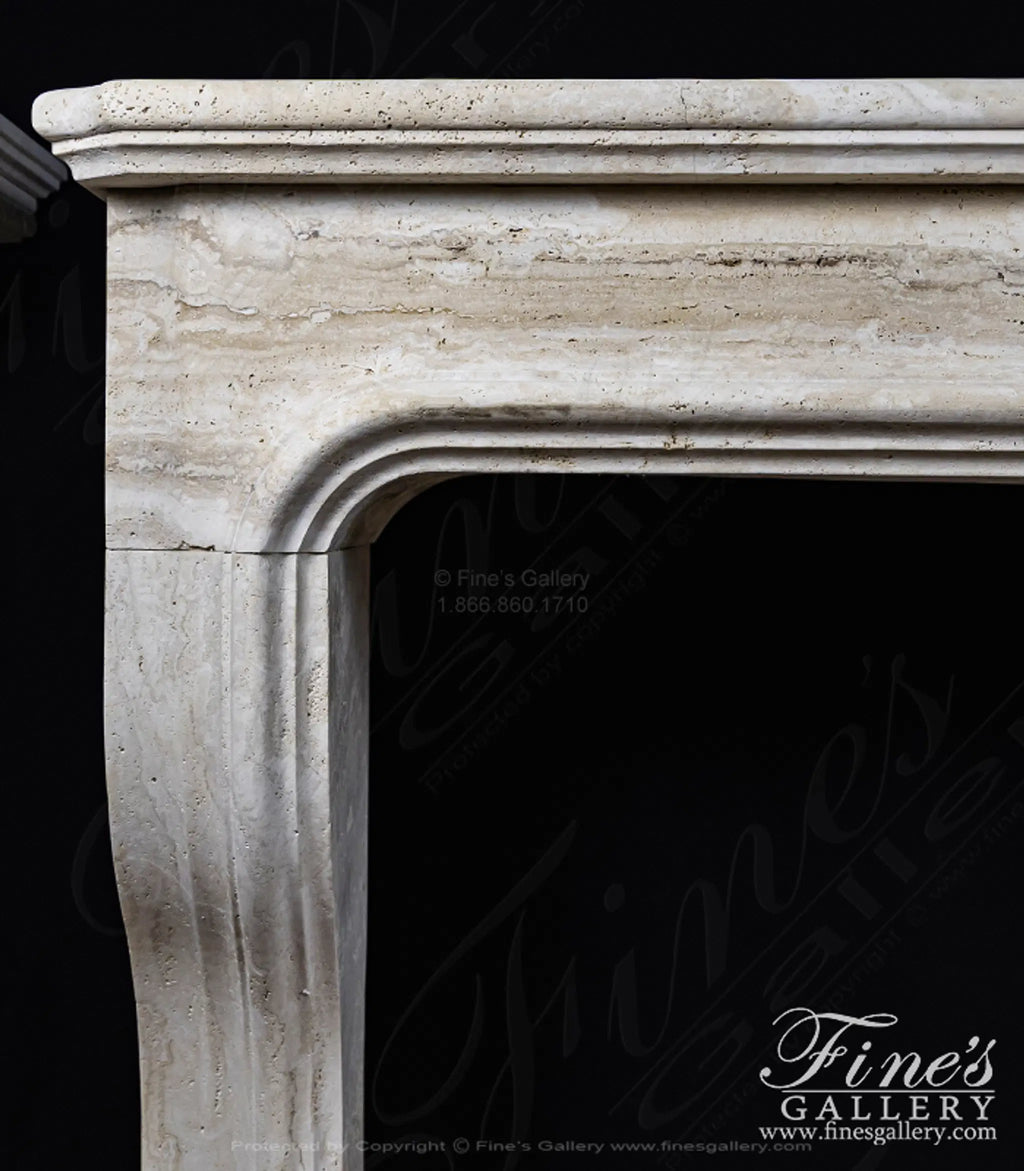 Oversized Classic Style Mantel In Italian Ivory Travertine