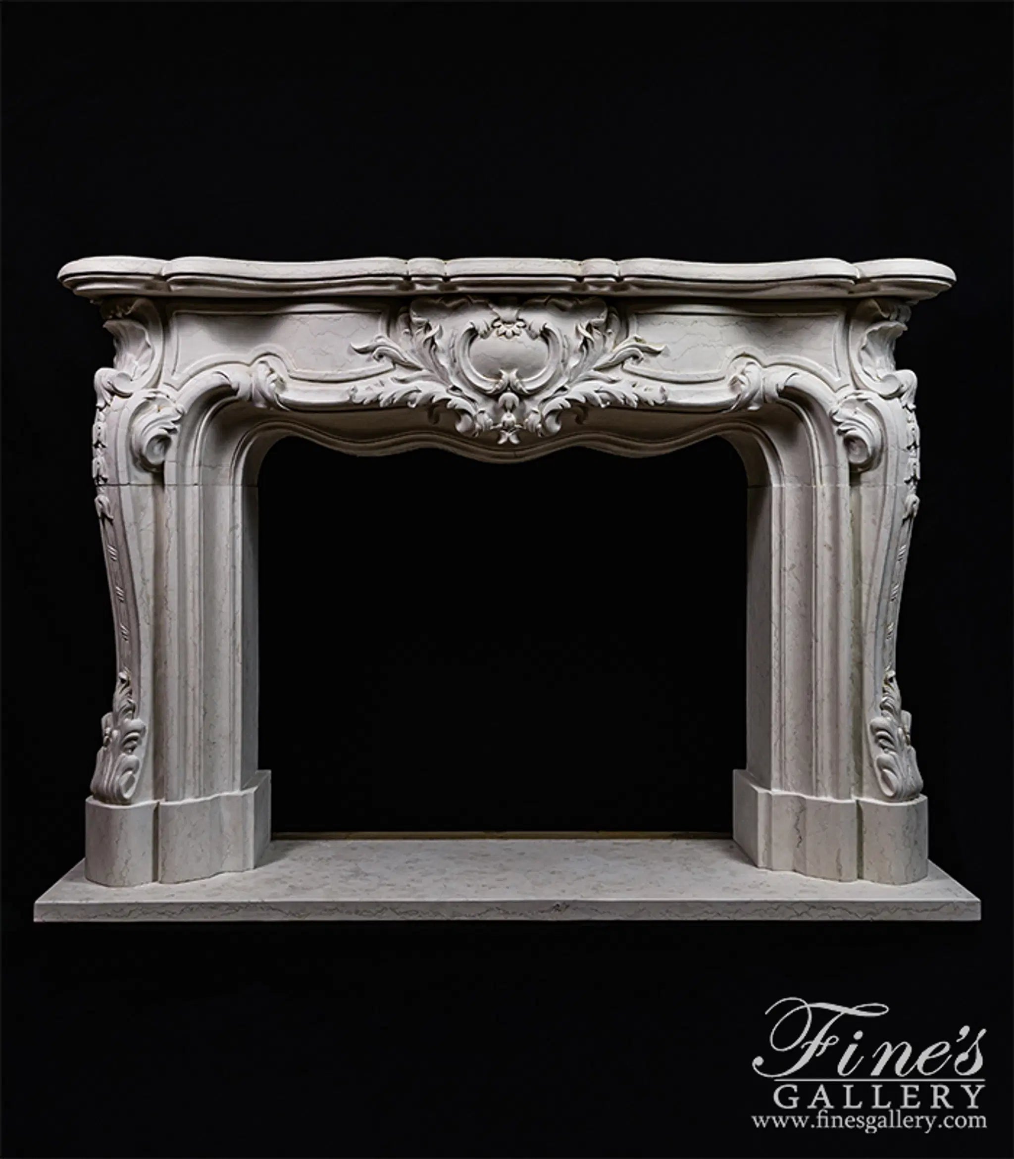 Exquisite Solid French Style Mantel In Italian Bianco Perlino Marble