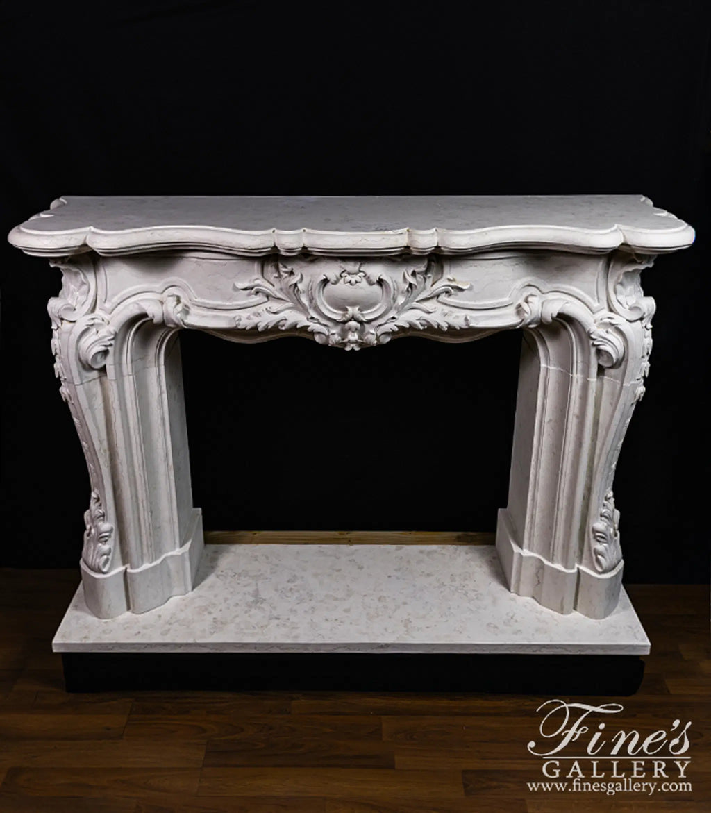 Exquisite Solid French Style Mantel In Italian Bianco Perlino Marble