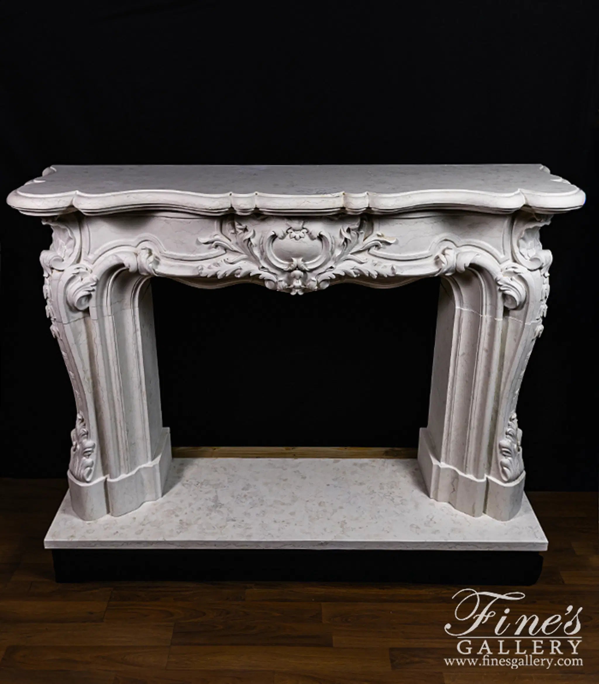 Exquisite Solid French Style Mantel In Italian Bianco Perlino Marble