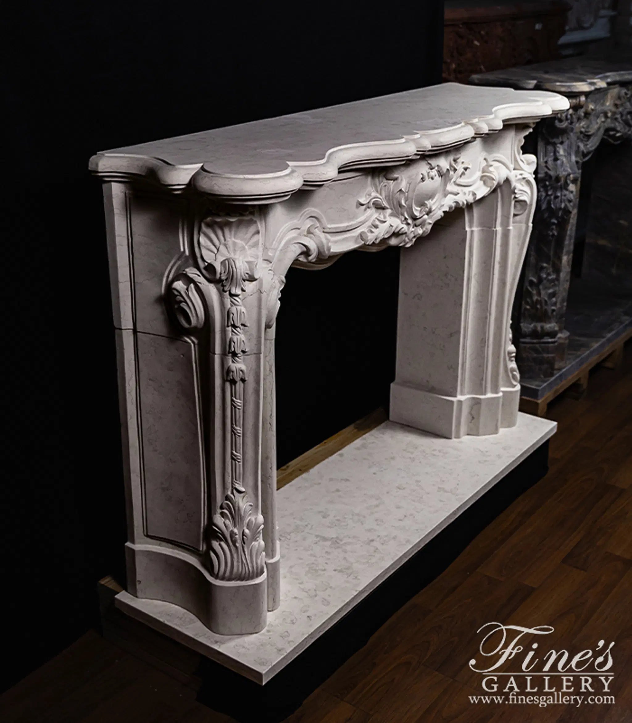 Exquisite Solid French Style Mantel In Italian Bianco Perlino Marble