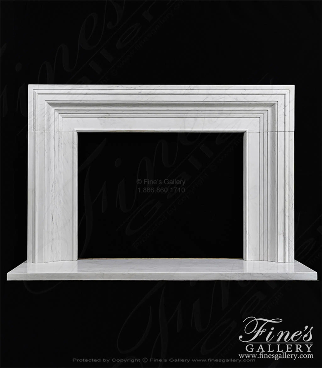Modern Bolection Style Mantel in Statuary Marble