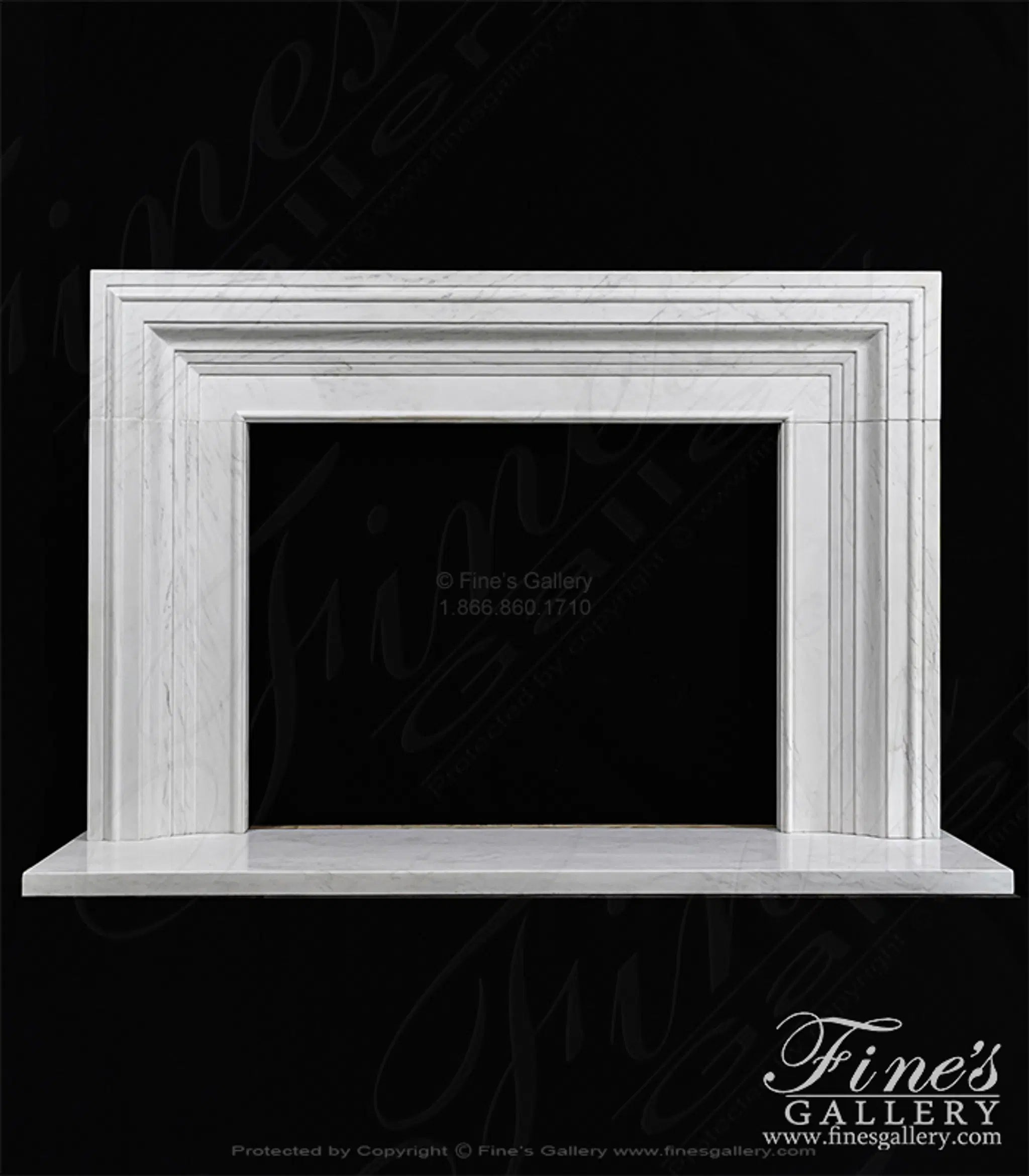 Modern Bolection Style Mantel in Statuary Marble