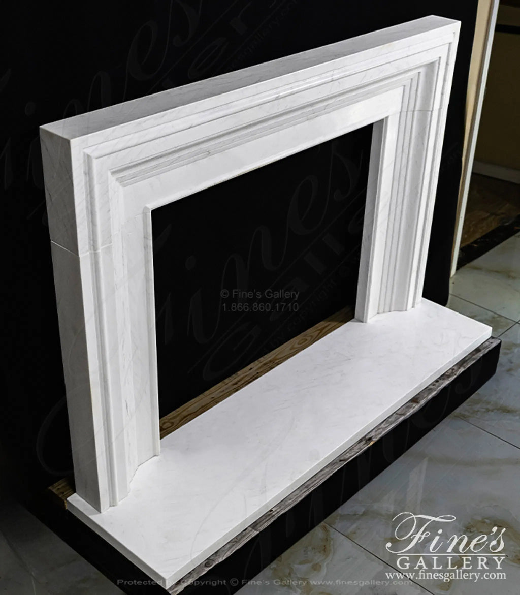 Modern Bolection Style Mantel in Statuary Marble