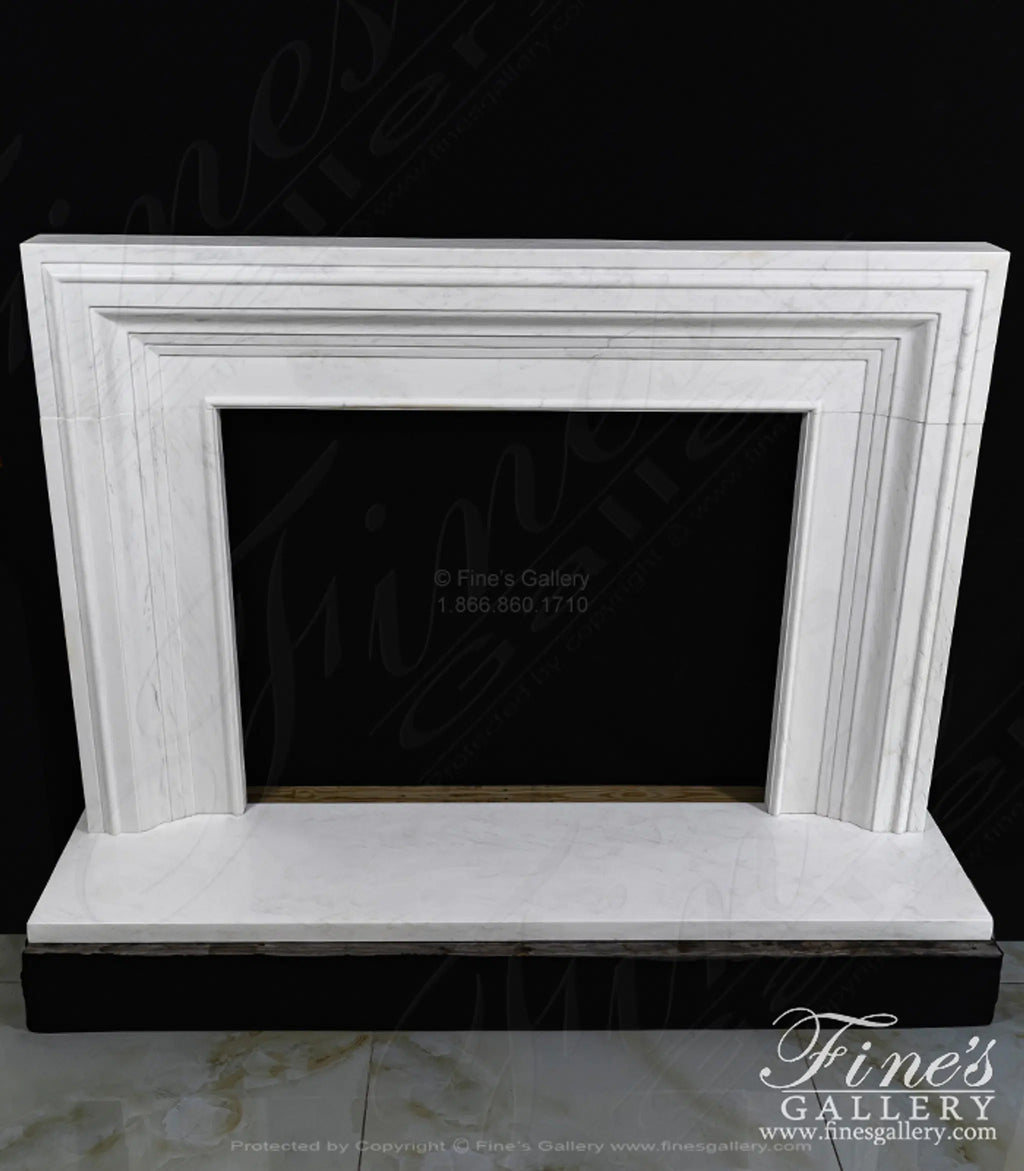 Modern Bolection Style Mantel in Statuary Marble