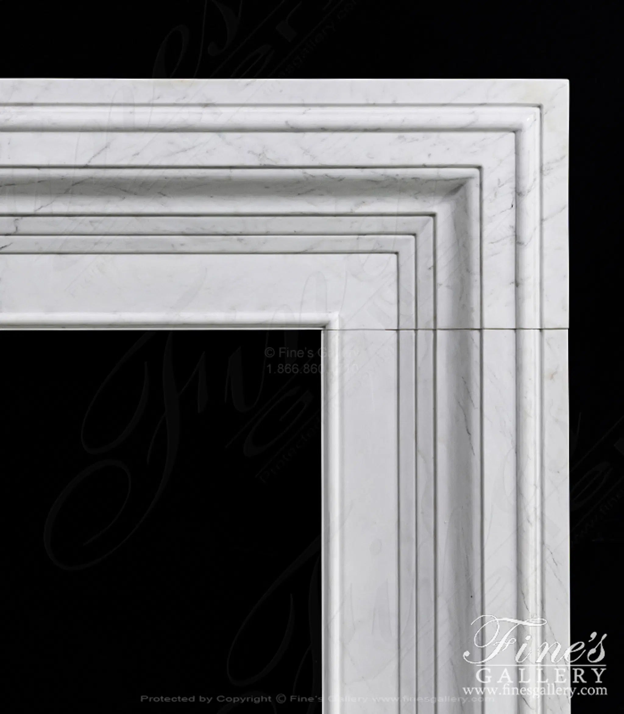 Modern Bolection Style Mantel in Statuary Marble