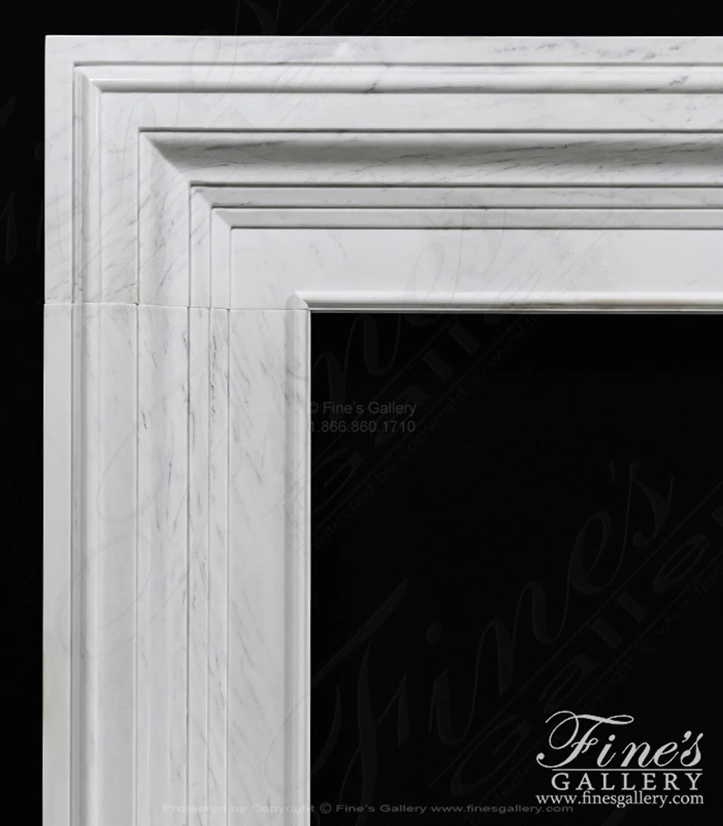 Modern Bolection Style Mantel in Statuary Marble