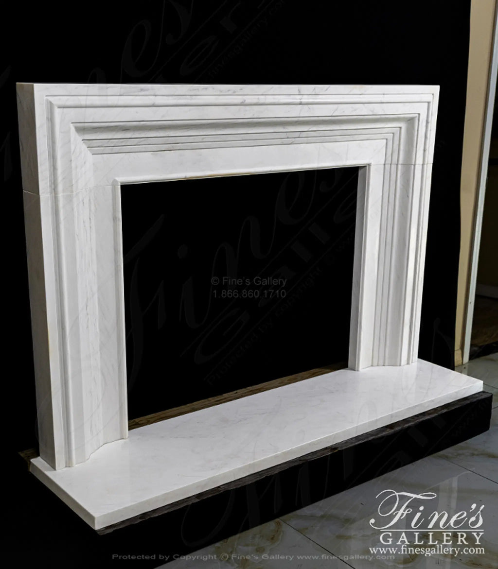 Modern Bolection Style Mantel in Statuary Marble