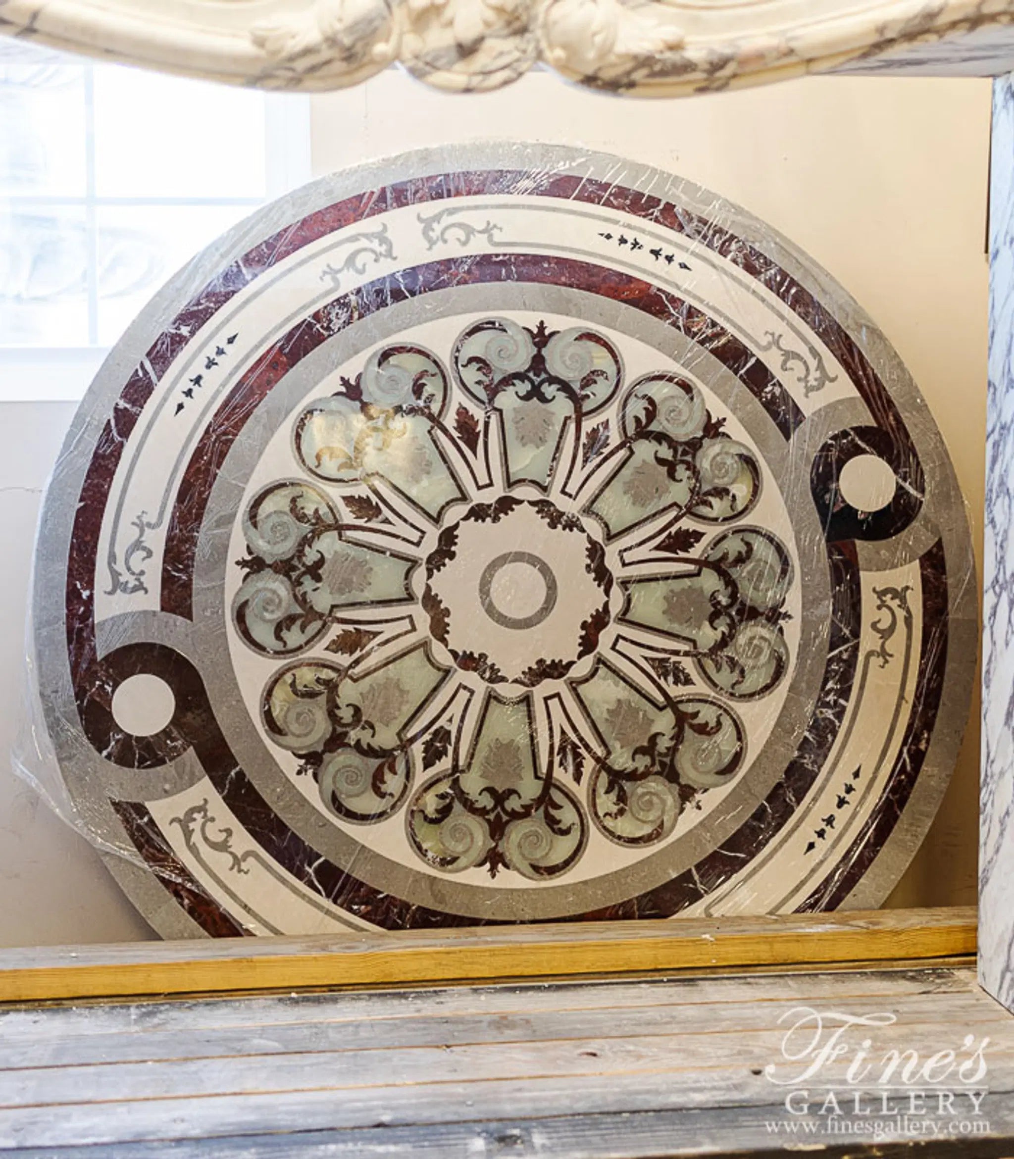 48" Diameter Marble Medallion - Colorful Mosaic Floor Inlay - Luxury Home Decor