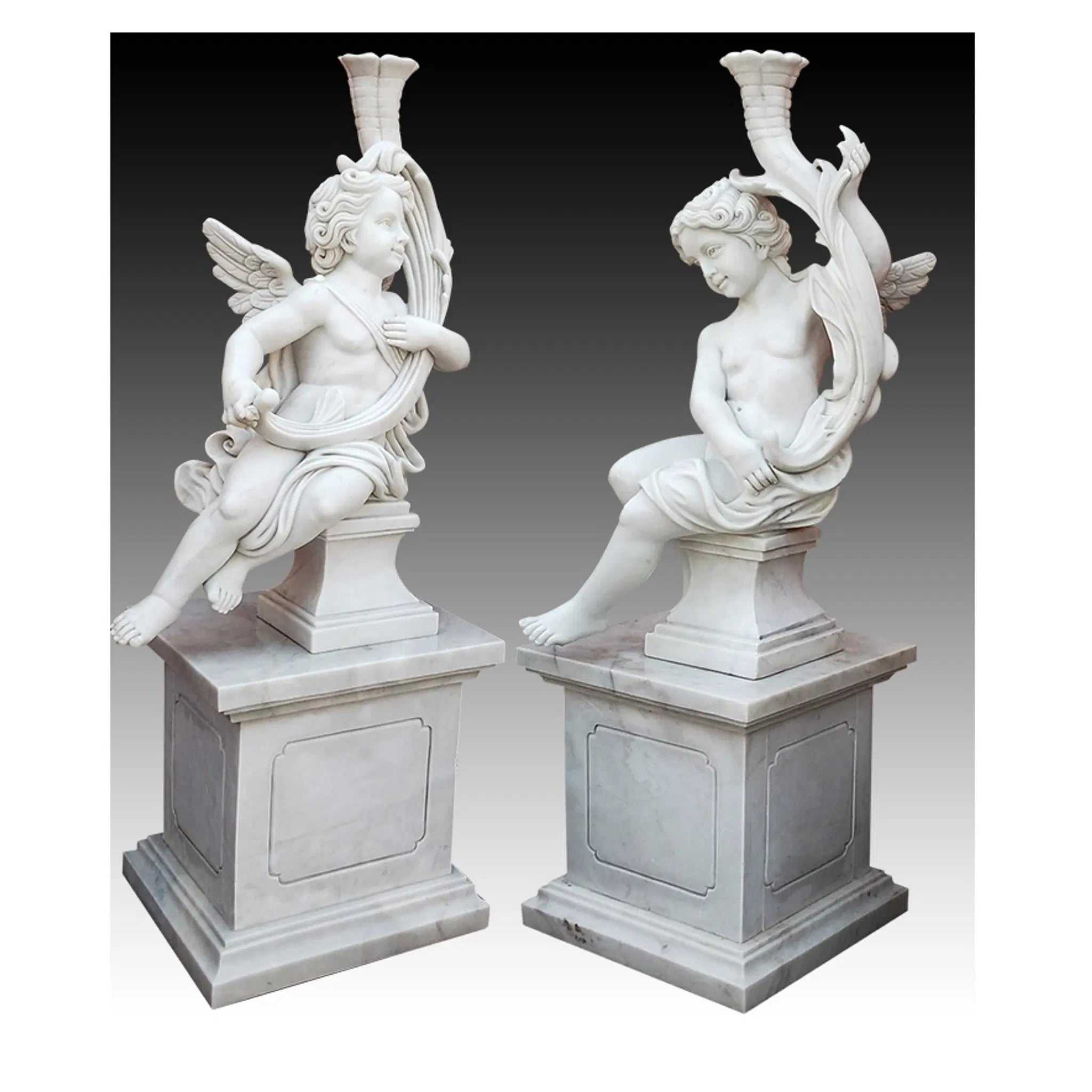 Carved Marble Cherub Statues