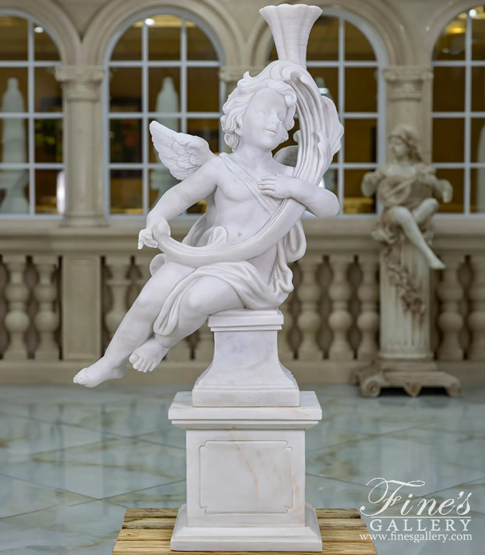 Carved Marble Cherub Statues