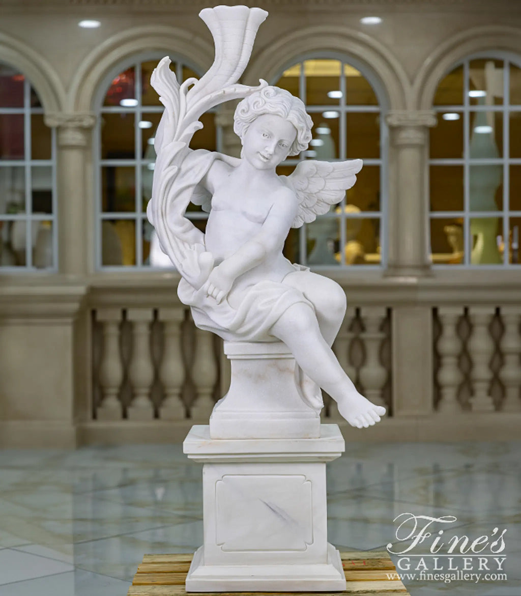 Carved Marble Cherub Statues
