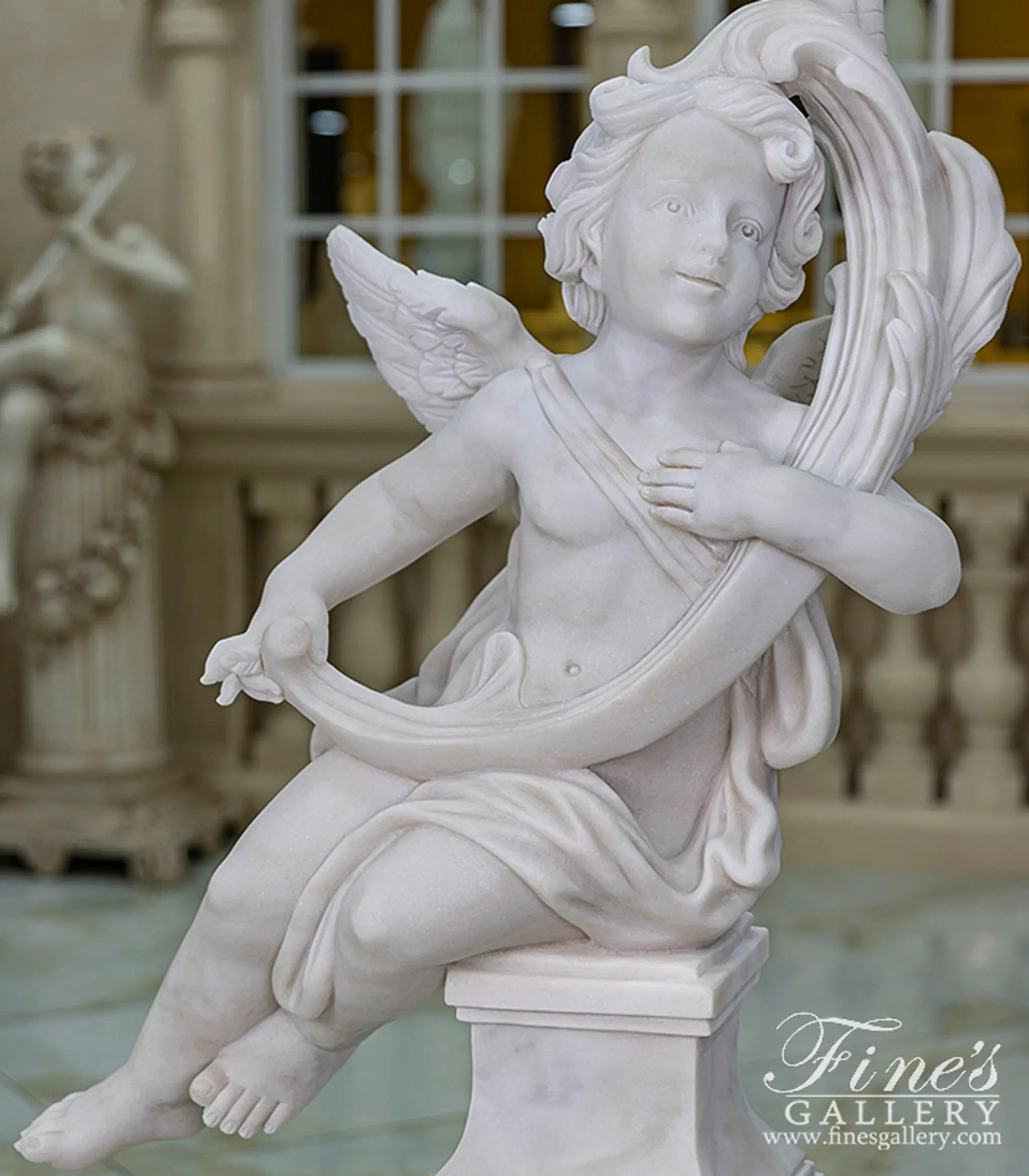 Carved Marble Cherub Statues
