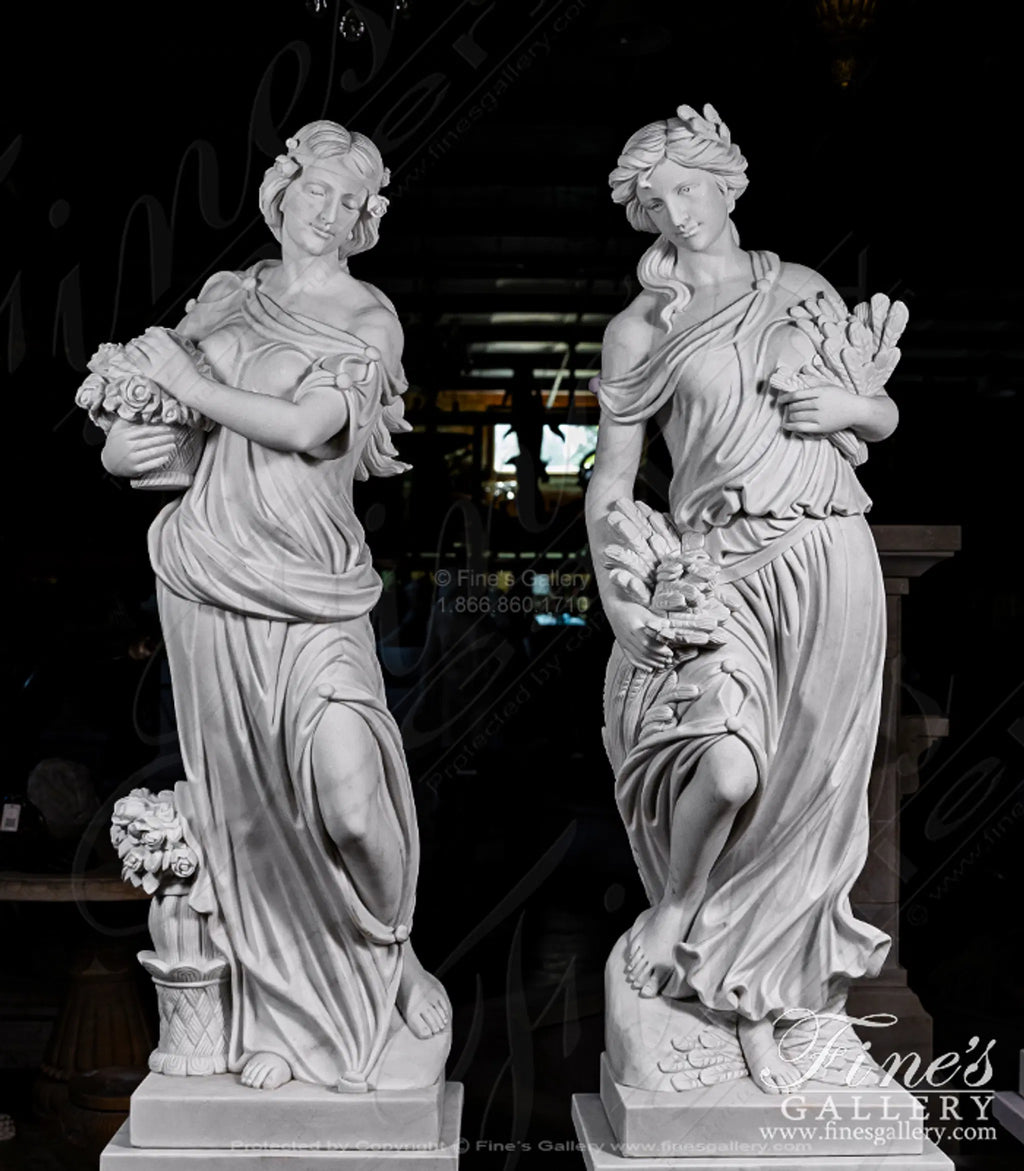 Four Seasons Goddess Statue Set in Statuary White Marble