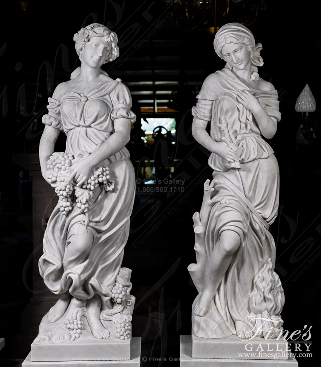 Four Seasons Goddess Statue Set in Statuary White Marble