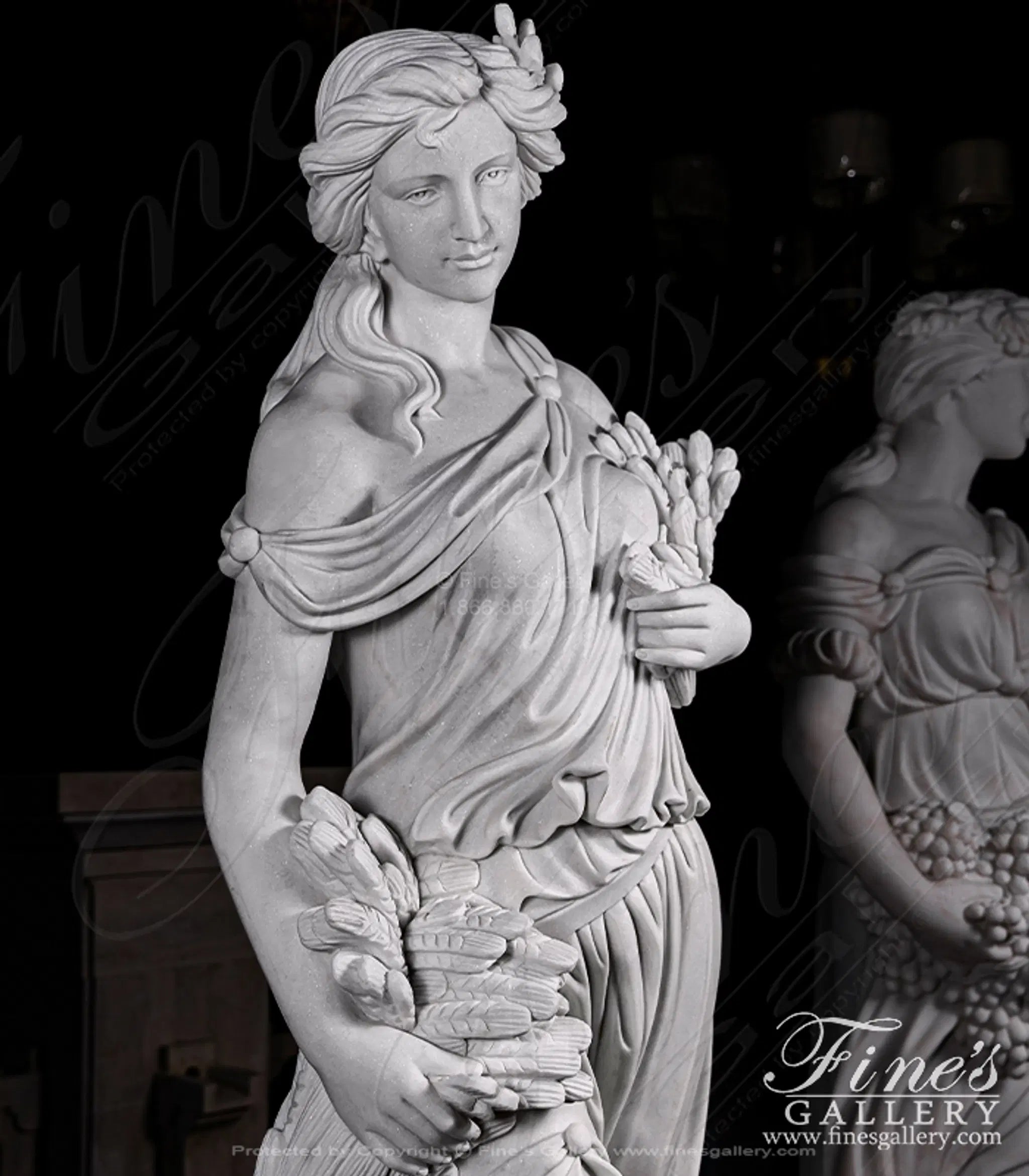 Four Seasons Goddess Statue Set in Statuary White Marble