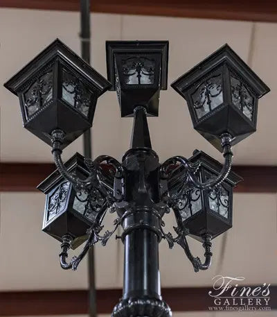 Statuary Marble Cherubim Lamp Post Pair