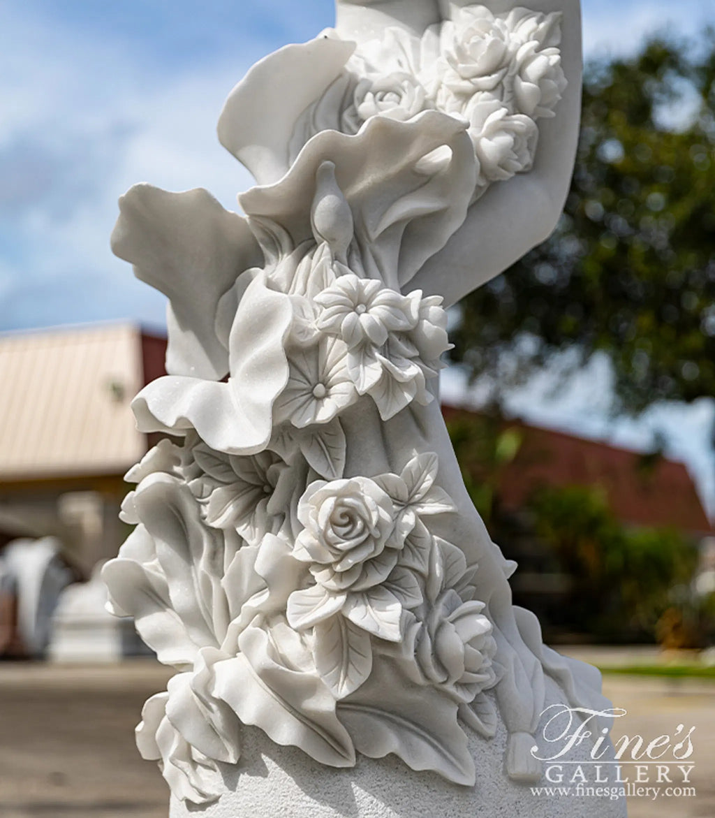 Garden Nymph Statue Pair in Statuary Marble