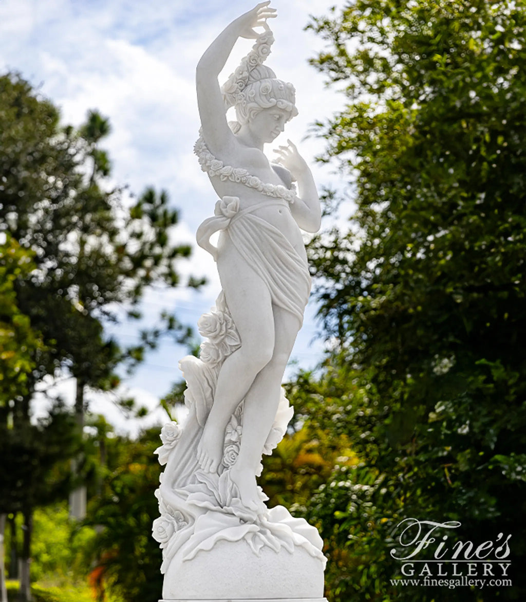 Garden Nymph Statue Pair in Statuary Marble