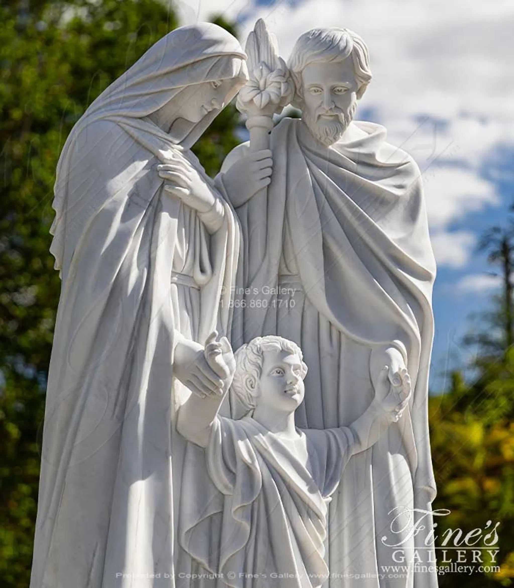 Holy Family Statue in Statuary White Marble