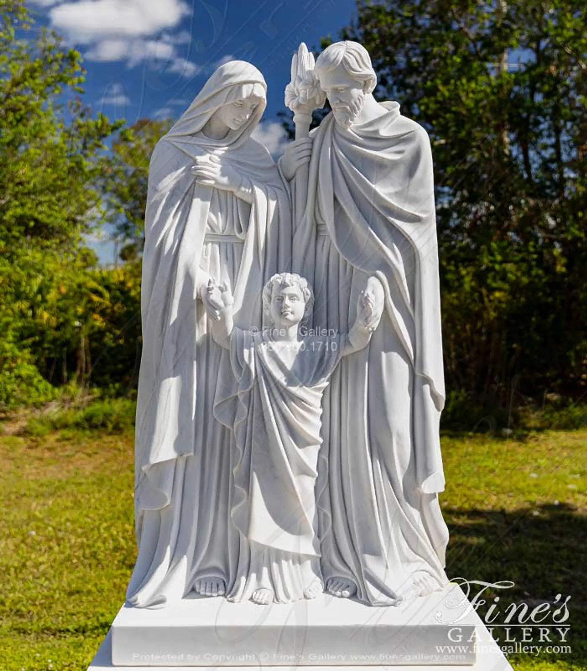 Holy Family Statue in Statuary White Marble