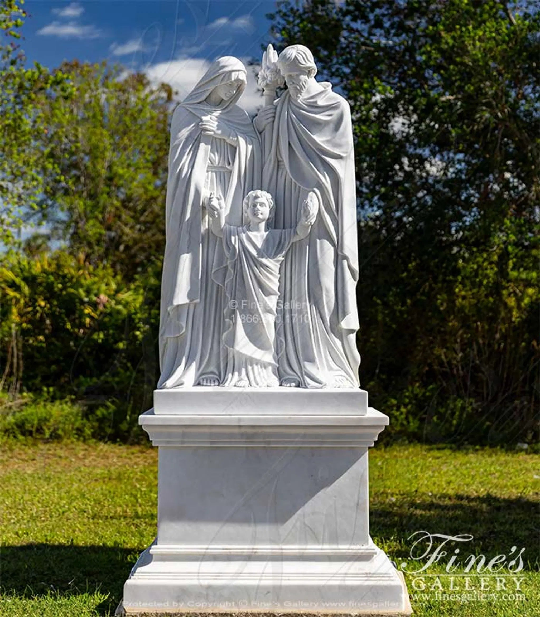 Holy Family Statue in Statuary White Marble